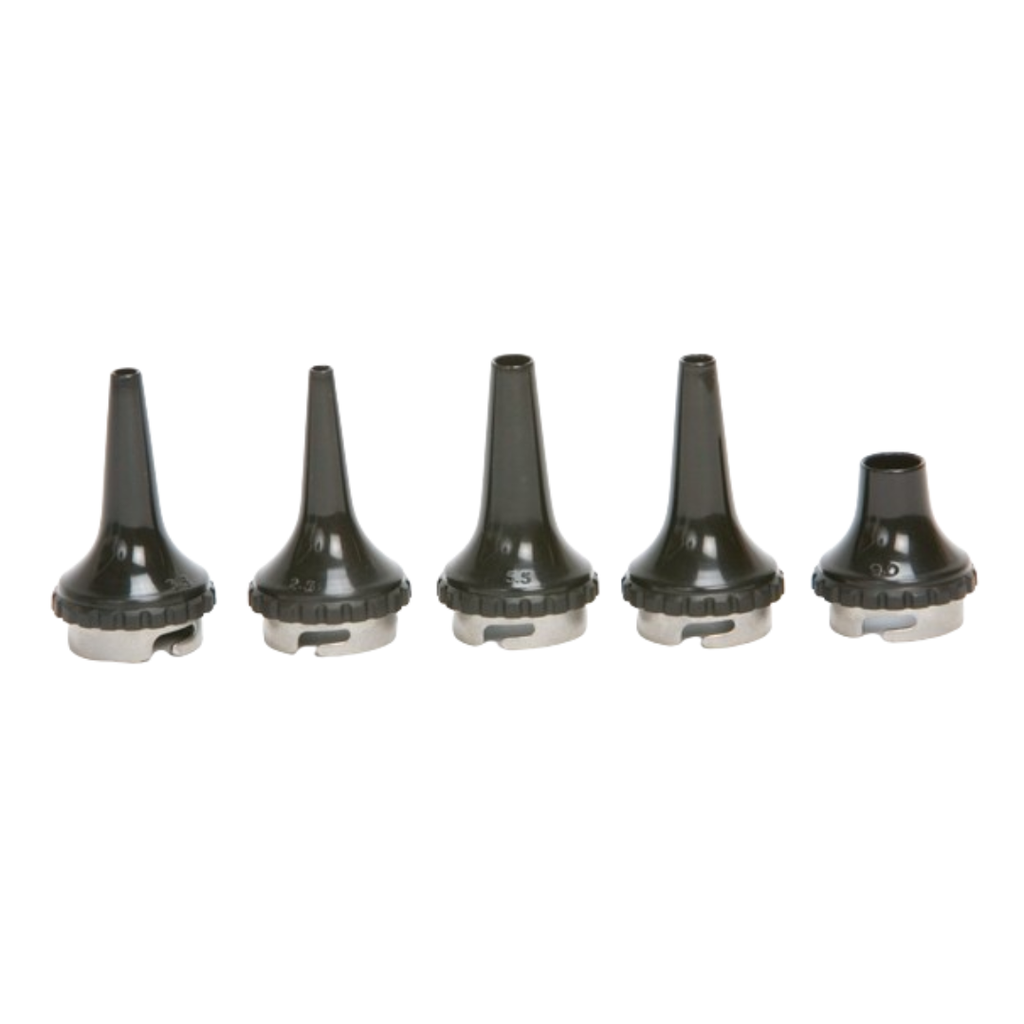 Ear speculum (funnels) for KaWe veterinary otoscope, reusable, set of 5 sizes (2.5, 3.5, 4.5, 5.5 and 9.0)