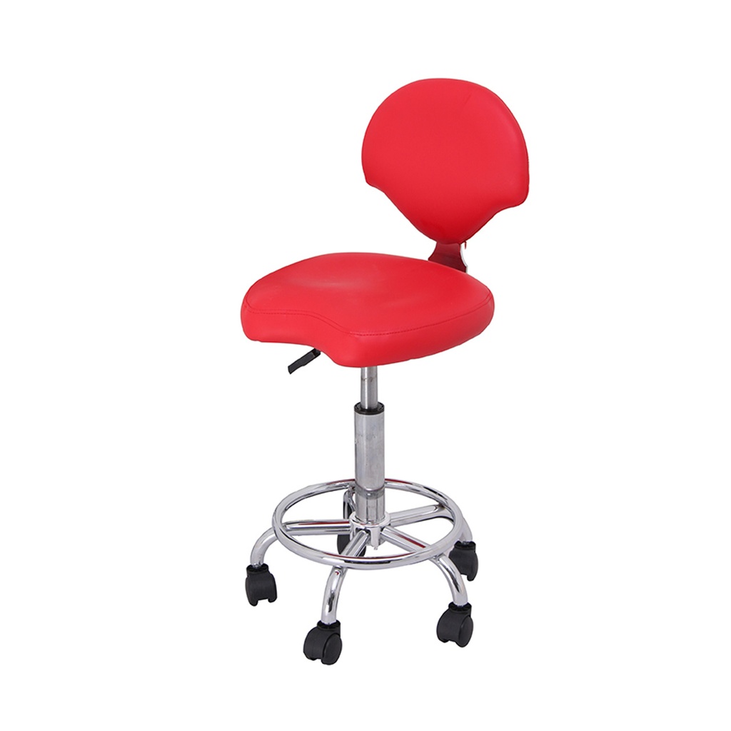 Stable Work Stool with Backrest, red color