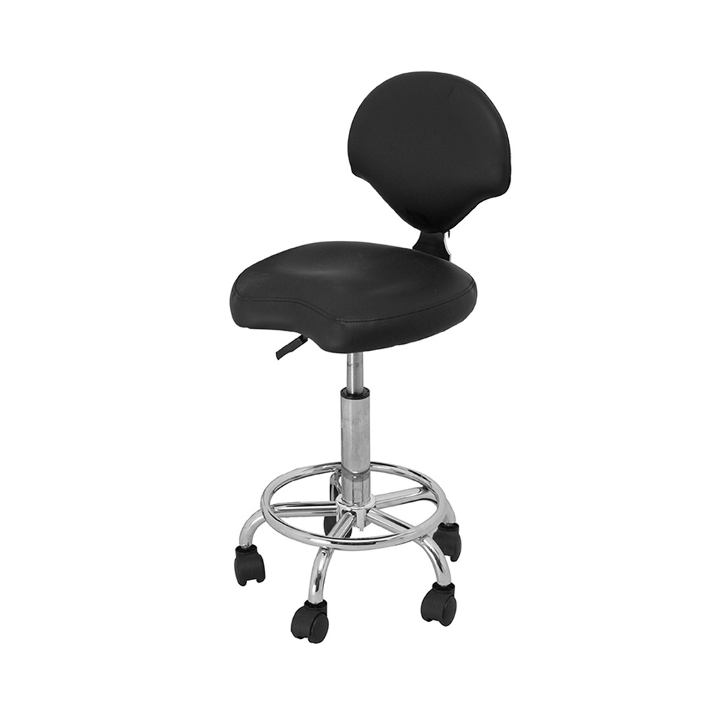 Stable Work Stool with Backrest, black color