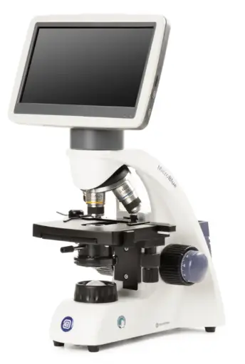 [16309002] MicroBlue microscope with fixed 7 inch LED screen. Achromatic 4/10/S40x